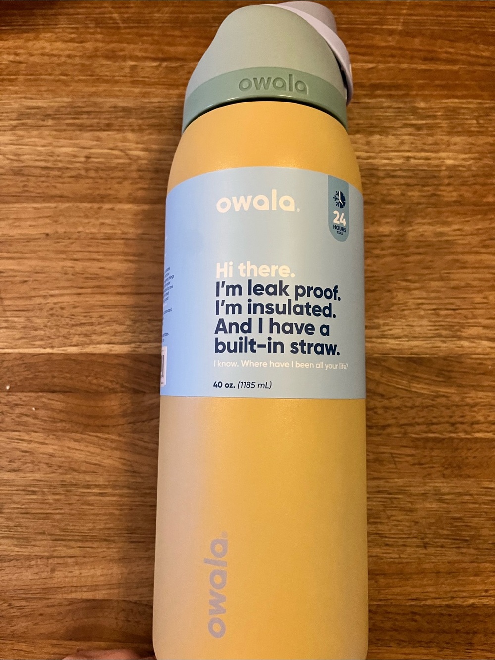 Owala Yellow & Mint Insulated Water Bottle with Built-In Straw